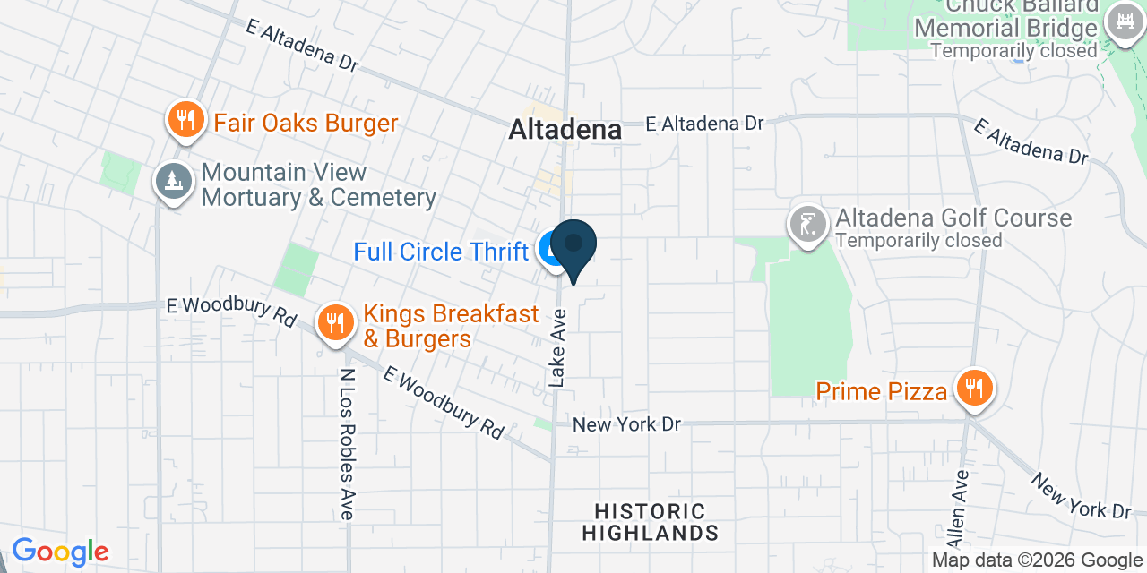 Map showing Altadena, Los Angeles County, CA