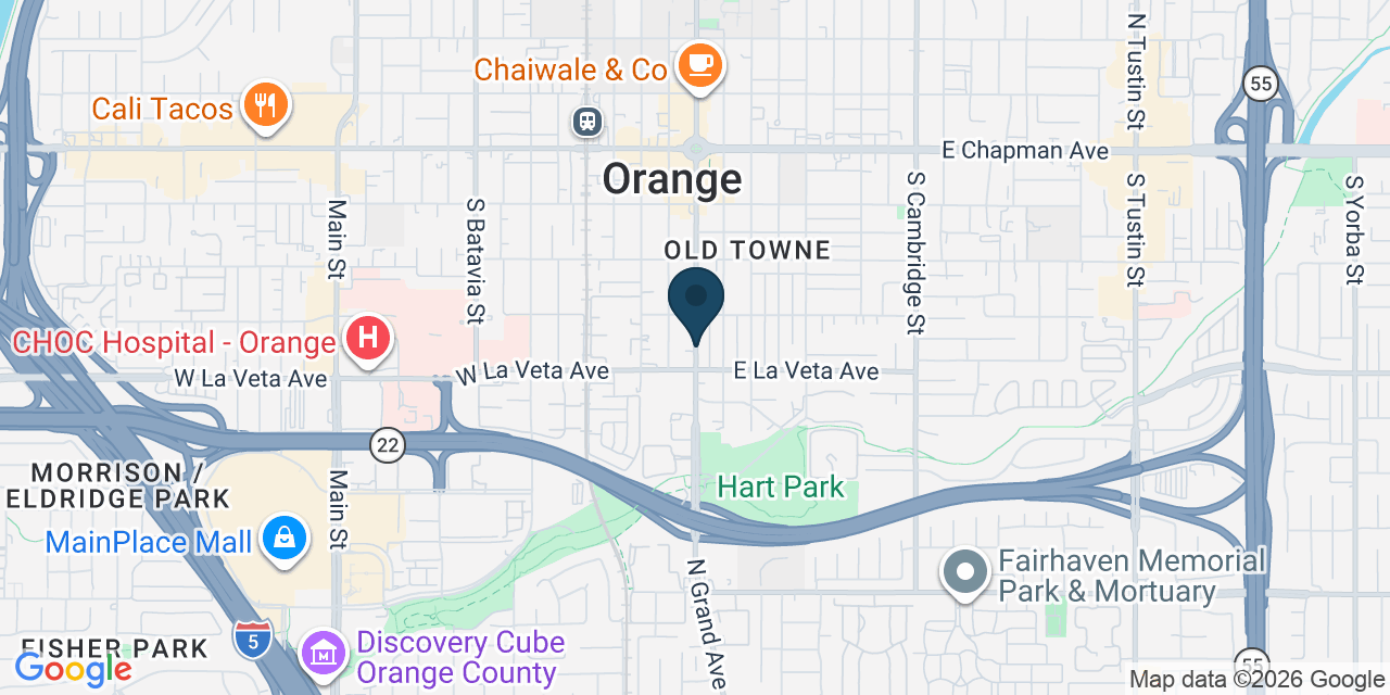 Map showing Orange, Orange County, CA