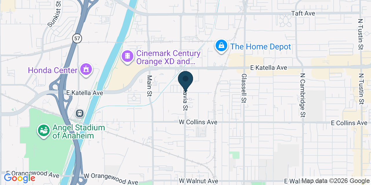Map showing Orange, Orange County, CA