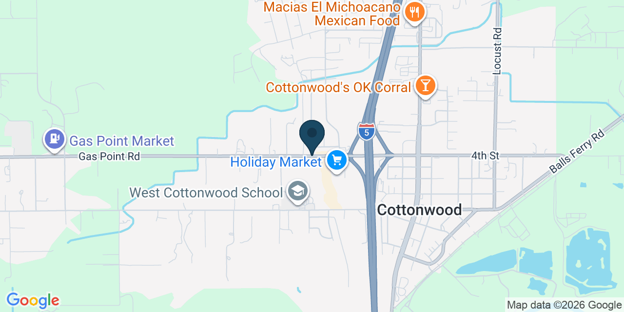 Map showing Cottonwood, Shasta County, CA