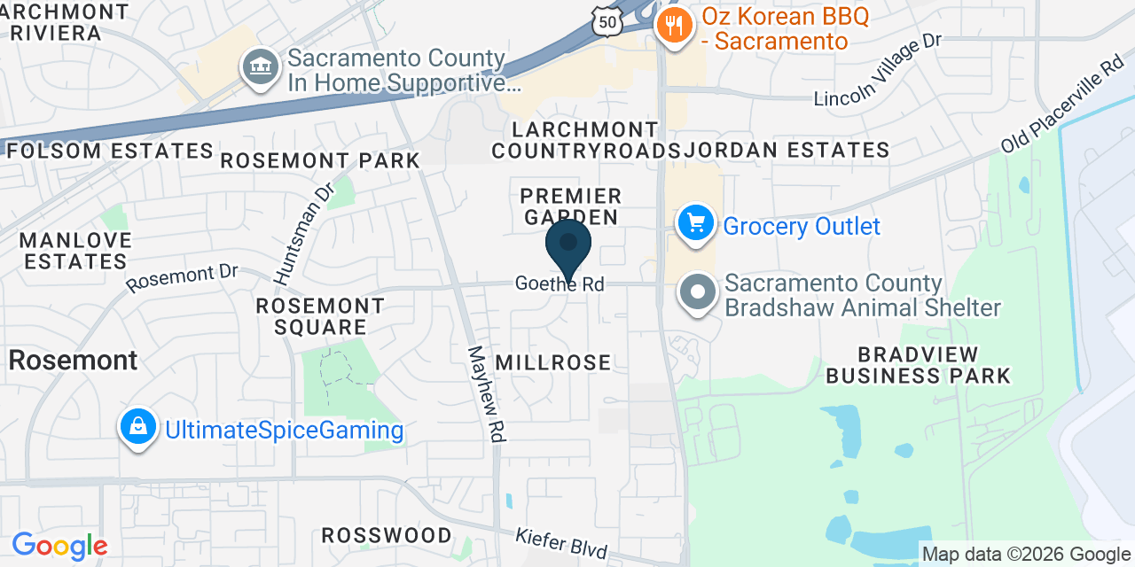 Map showing Rosemont, Sacramento County, CA