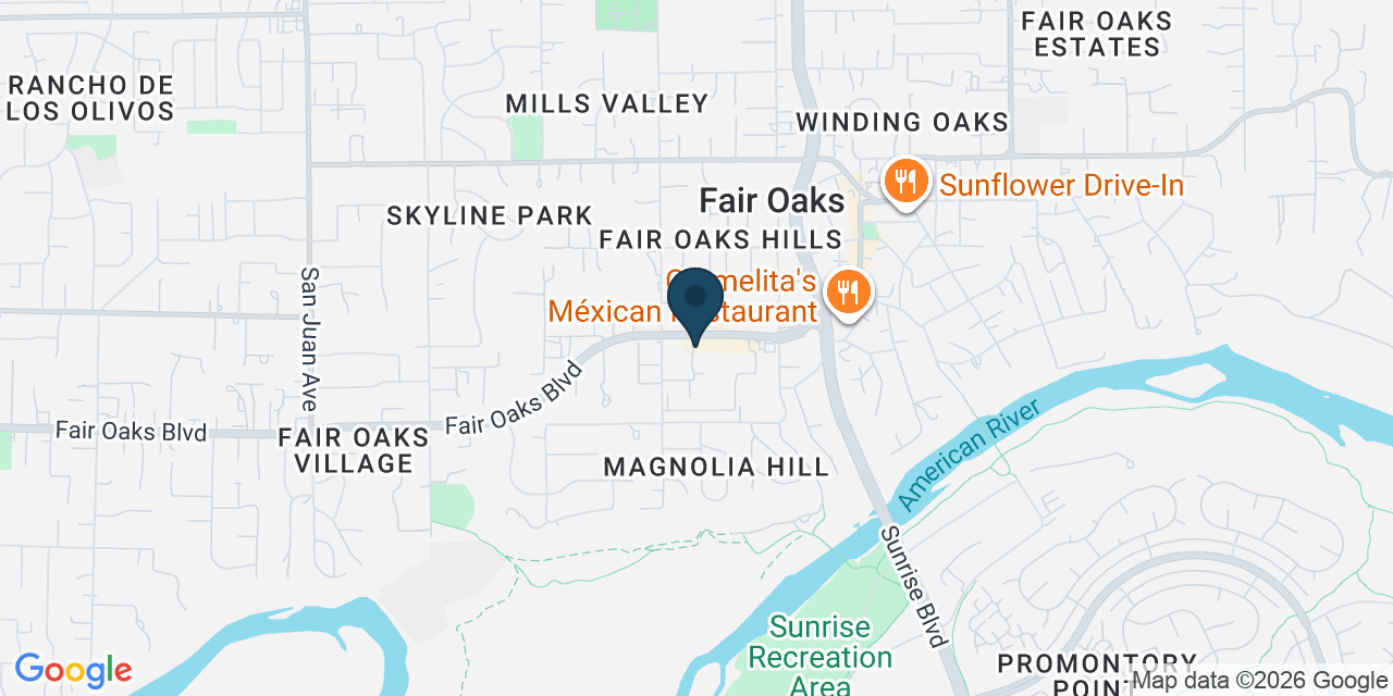 Map showing Fair Oaks, Sacramento County, CA