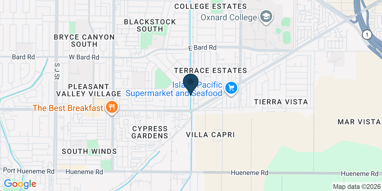 Map showing Oxnard, Ventura County, CA