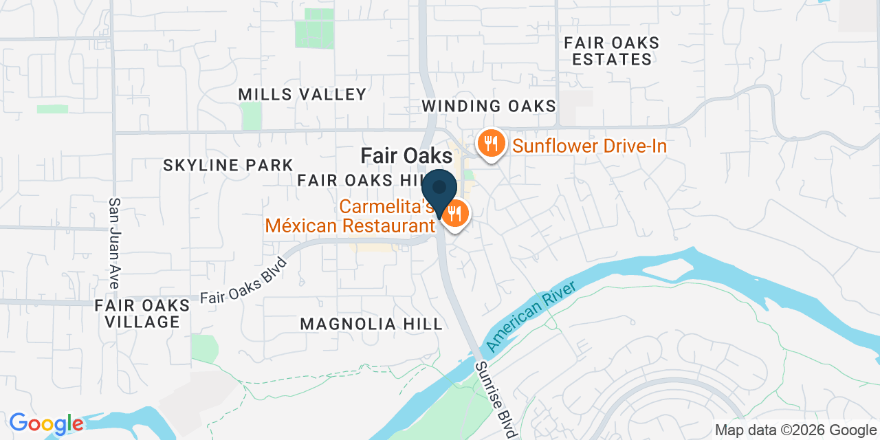 Map showing Fair Oaks, Sacramento County, CA