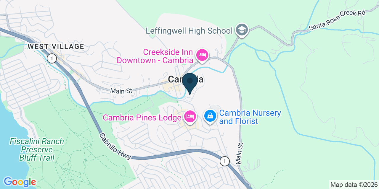 Map showing Cambria, San Luis Obispo County, CA