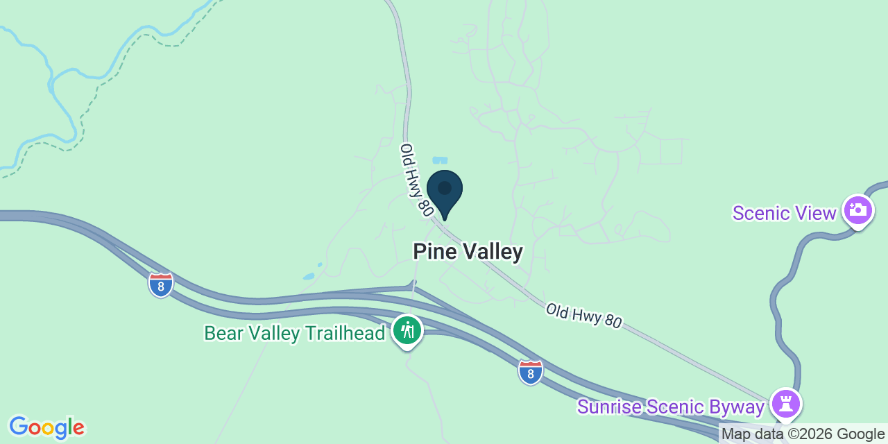 Map showing Pine Valley, San Diego County, CA