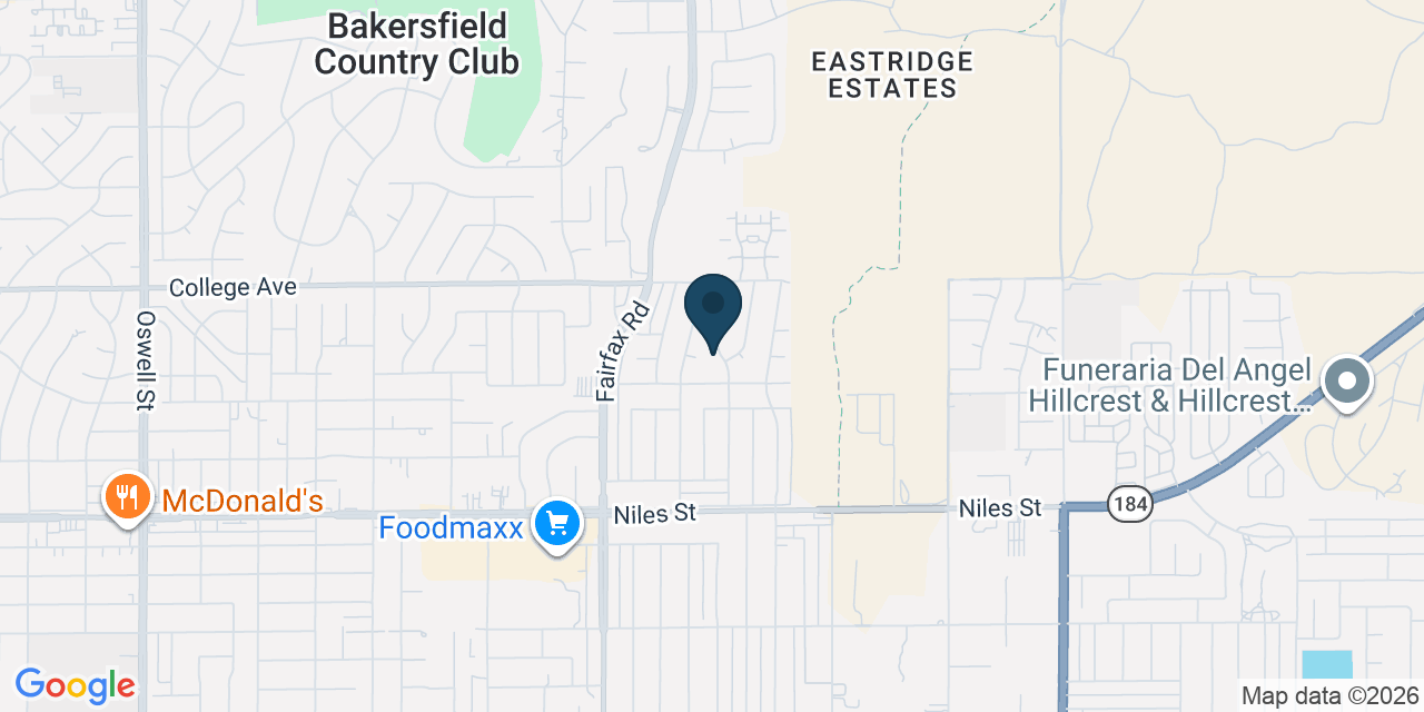 Map showing Bakersfield, Kern County, CA