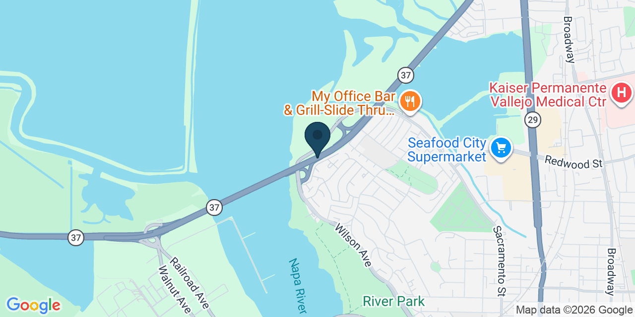 Map showing Vallejo, Solano County, CA