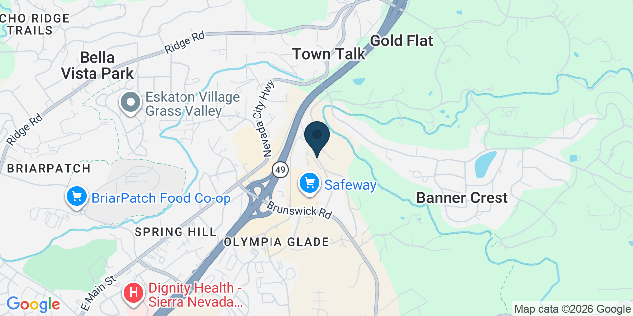 Map showing Nevada County, CA