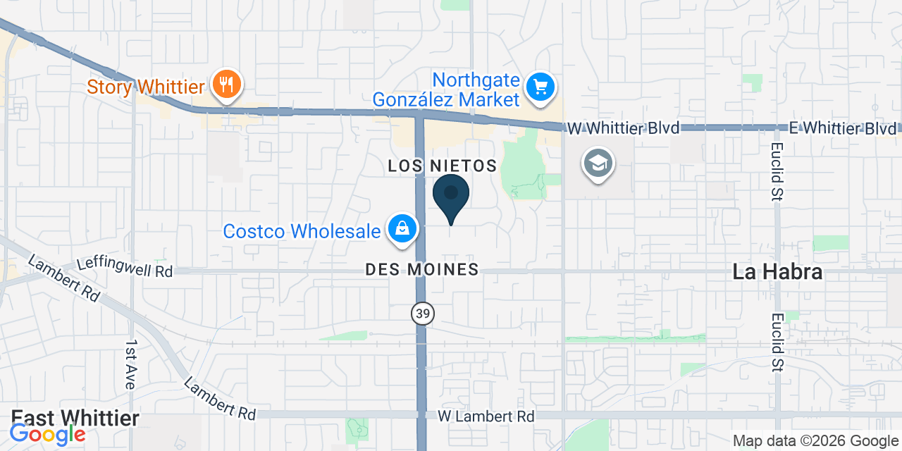 Map showing La Habra, Orange County, CA