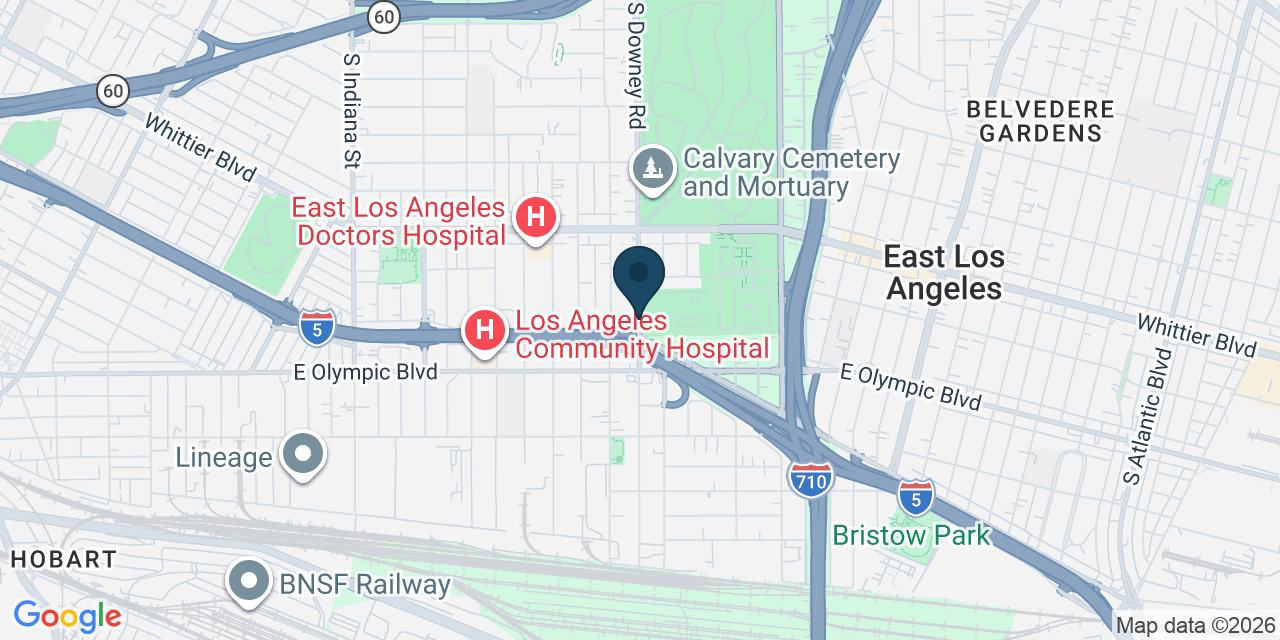 Map showing East Los Angeles, Los Angeles County, CA
