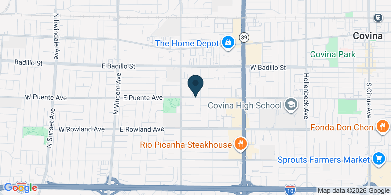 Map showing West Covina, Los Angeles County, CA