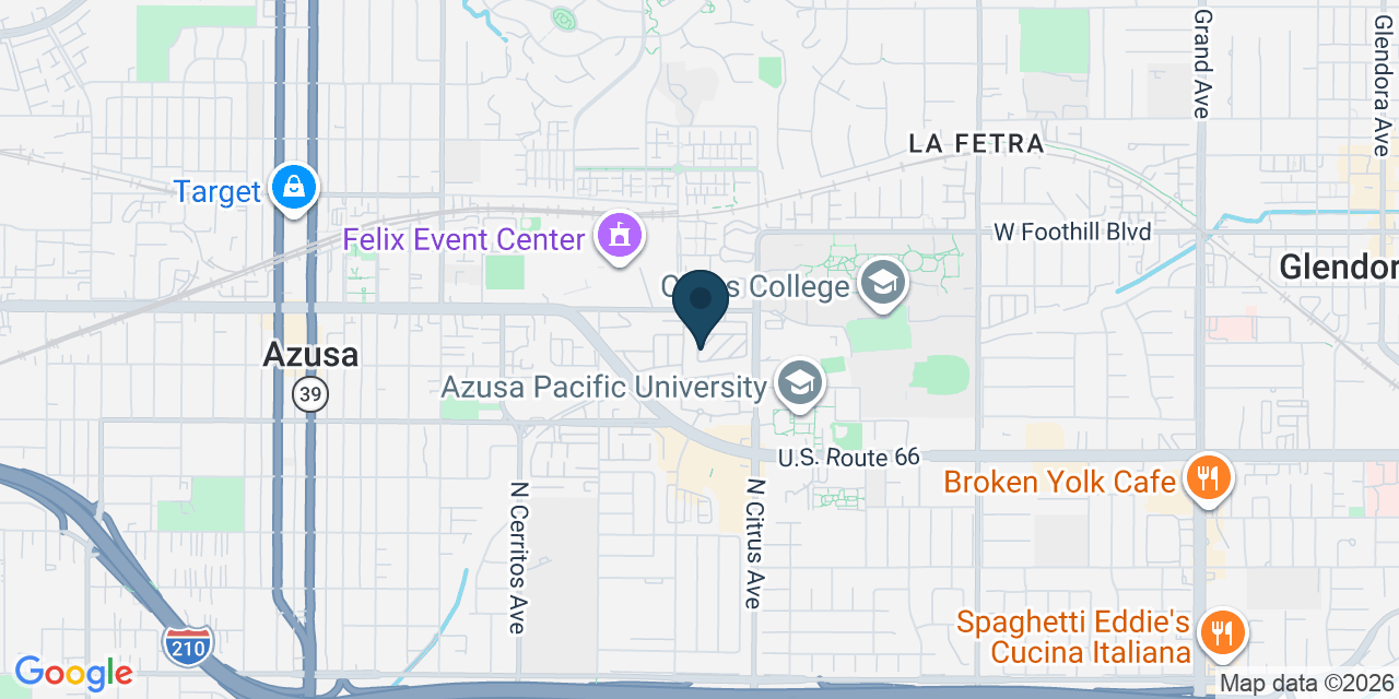 Map showing Azusa, Los Angeles County, CA