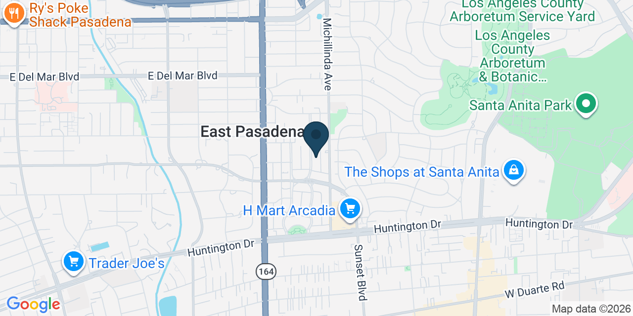 Map showing Pasadena, Los Angeles County, CA