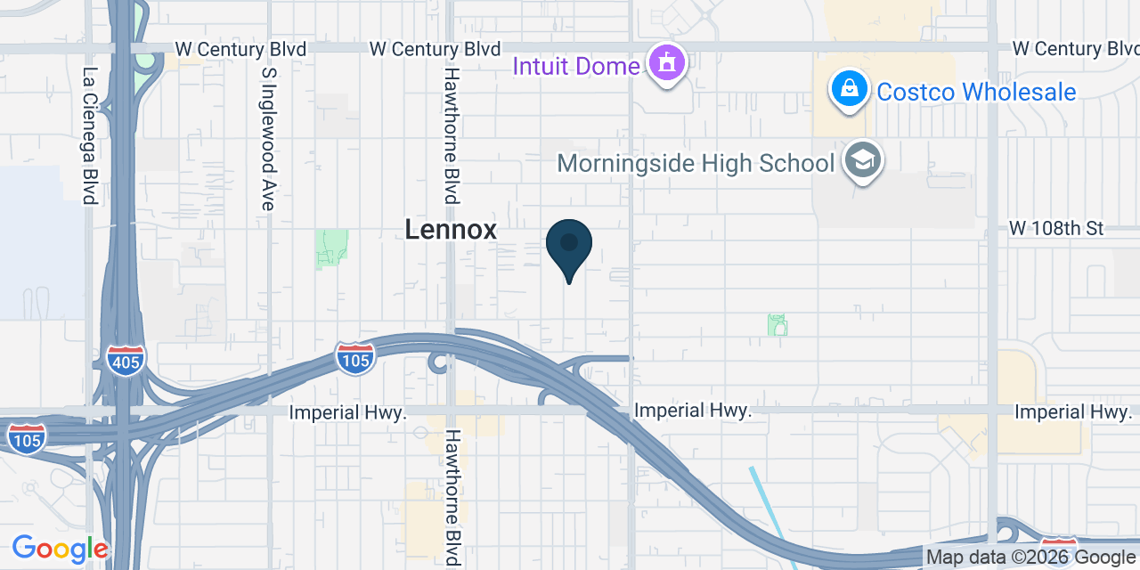 Map showing Lennox, Los Angeles County, CA