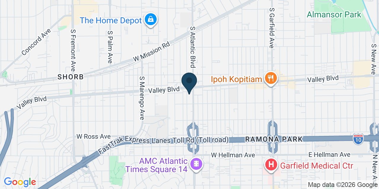 Map showing Alhambra, Los Angeles County, CA