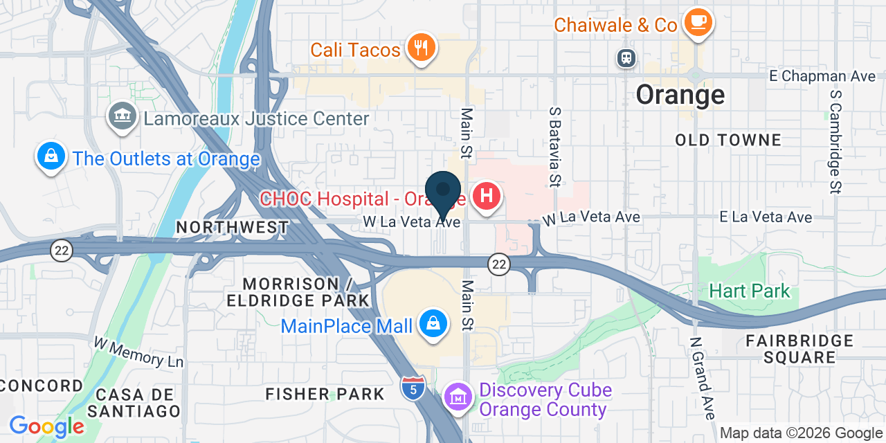Map showing Orange County, CA