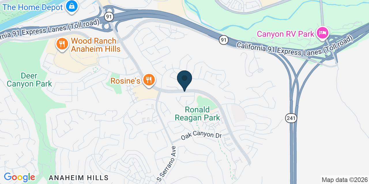 Map showing Anaheim Hills, Orange County, CA