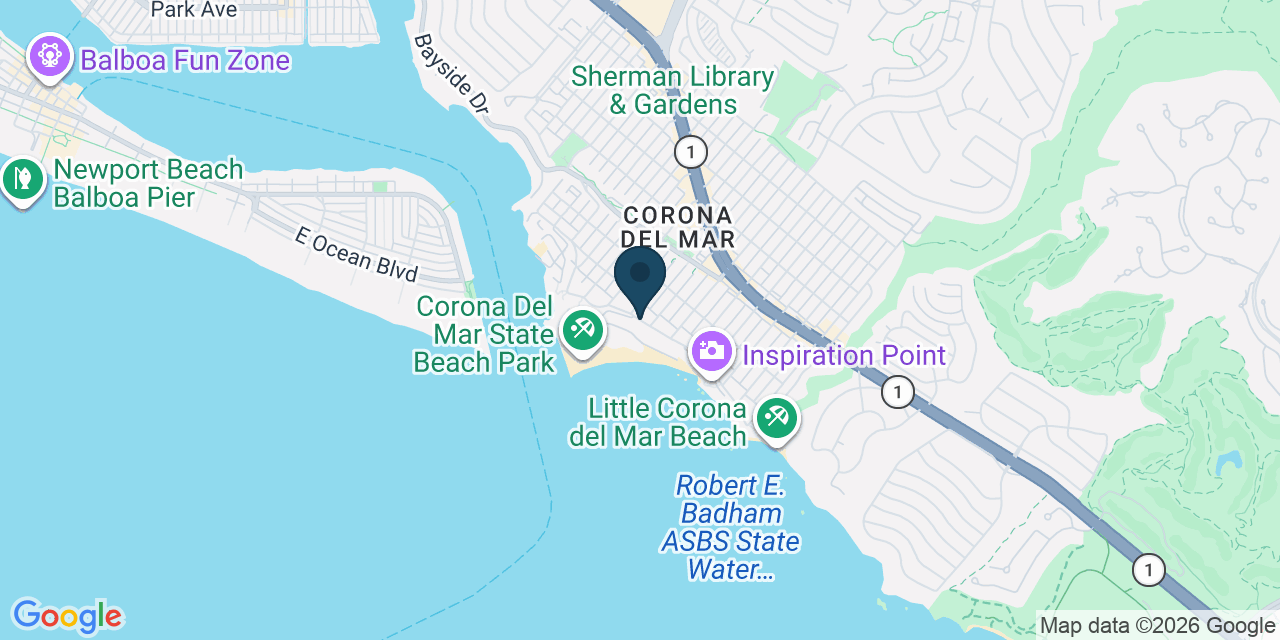 Map showing Newport Beach, Orange County, CA