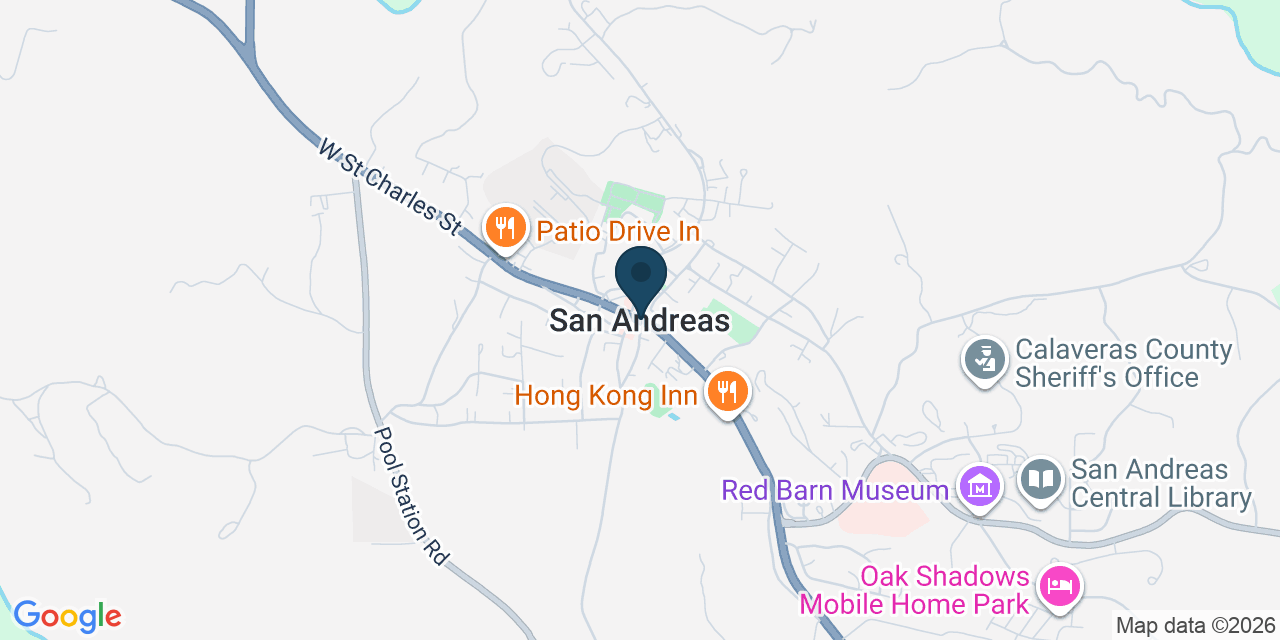 Map showing San Andreas, Calaveras County, CA