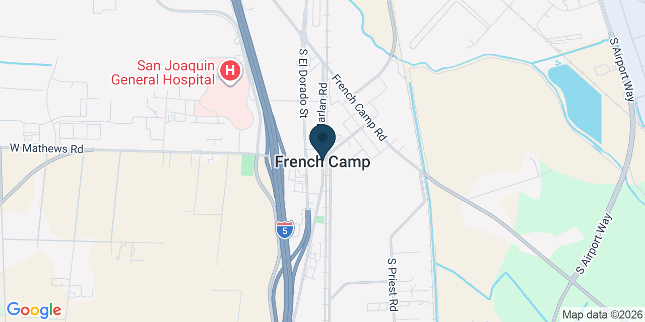 Map showing French Camp, San Joaquin County, CA