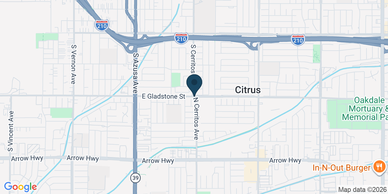 Map showing Azusa, Los Angeles County, CA