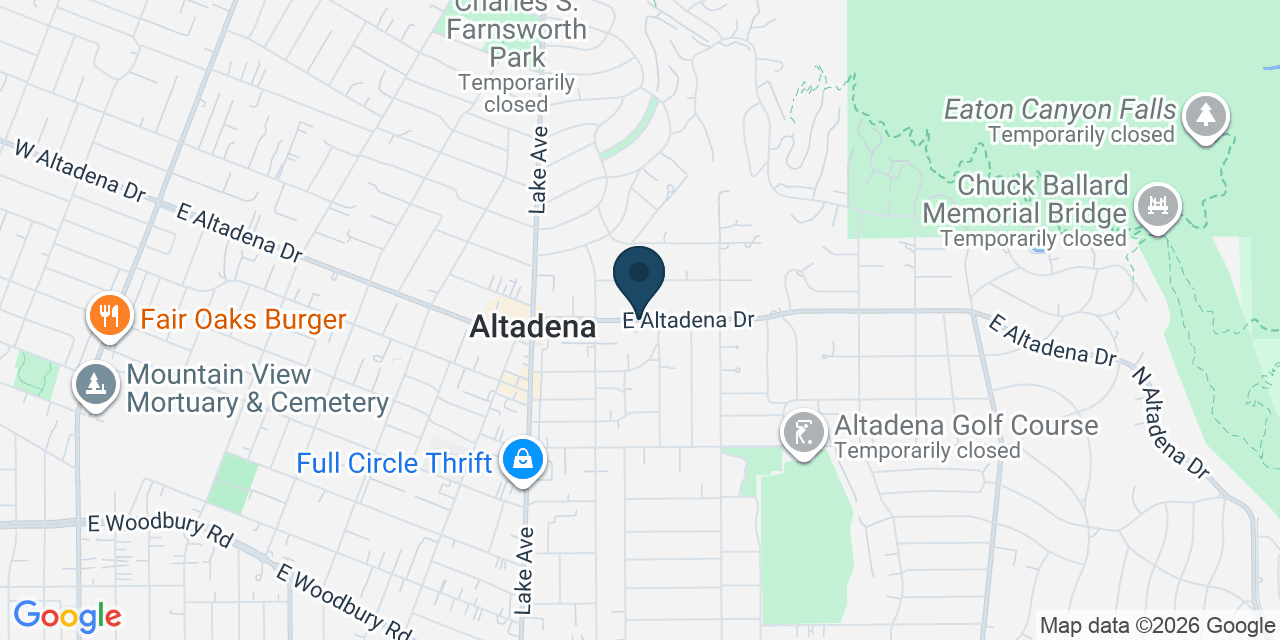 Map showing Altadena, Los Angeles County, CA