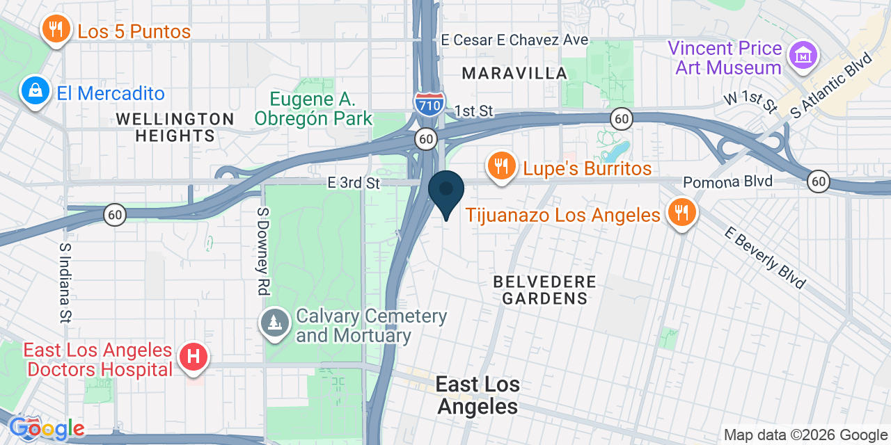 Map showing East Los Angeles, Los Angeles County, CA