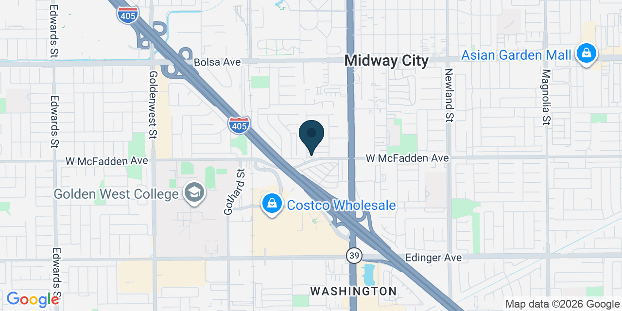 Map showing Midway City, Orange County, CA