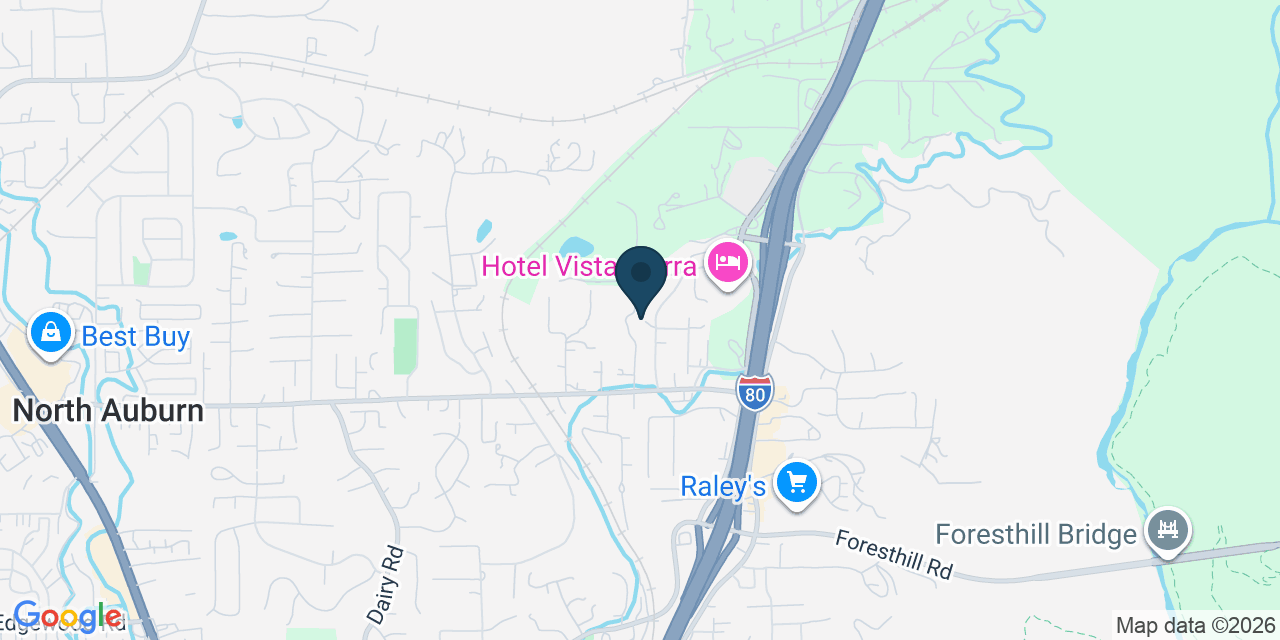 Map showing Auburn, Placer County, CA