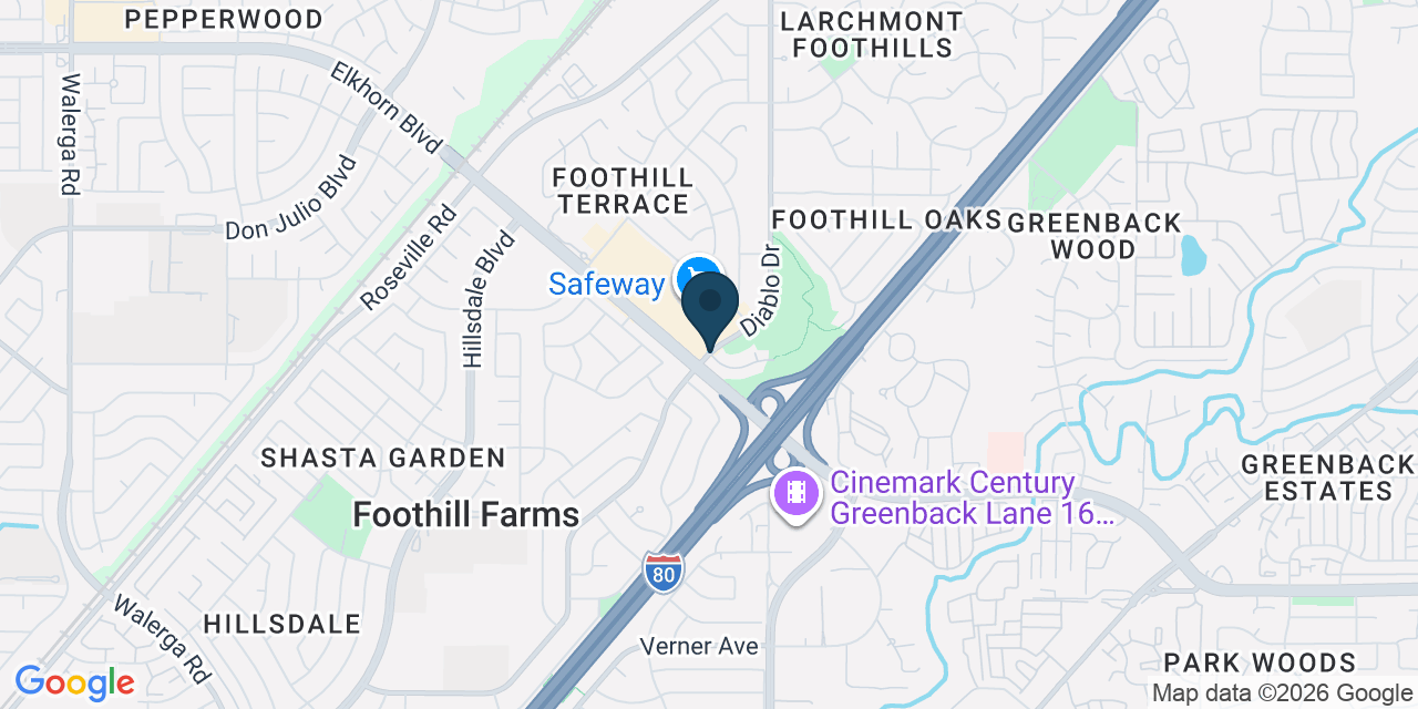 Map showing Foothill Farms, Sacramento County, CA