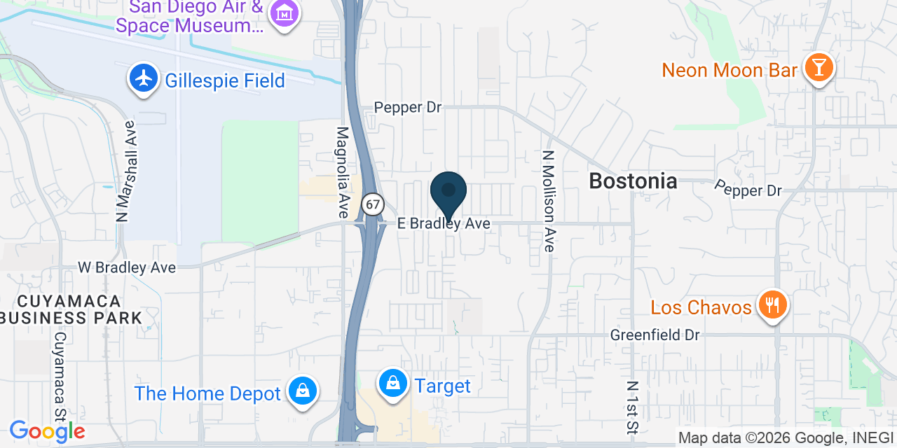 Map showing Bostonia, San Diego County, CA
