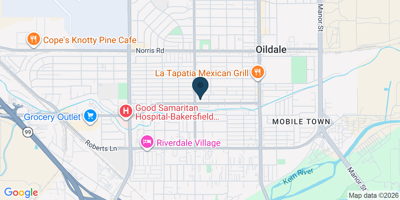 Map showing Bakersfield, Kern County, CA