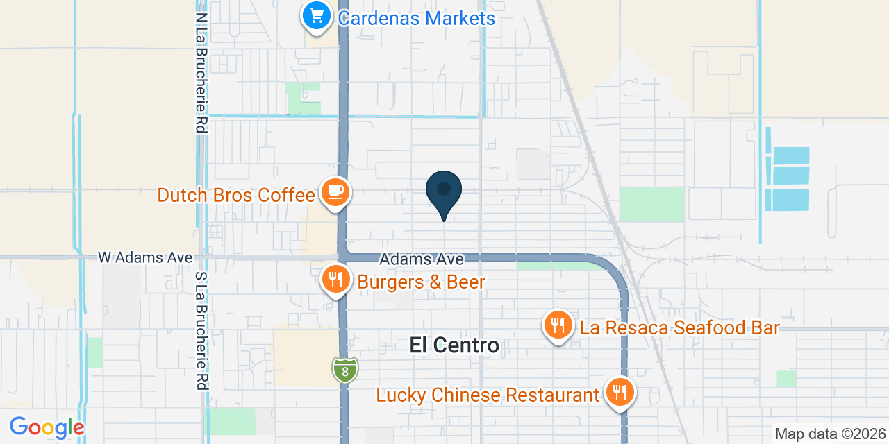 Map showing El Centro, Imperial County, CA