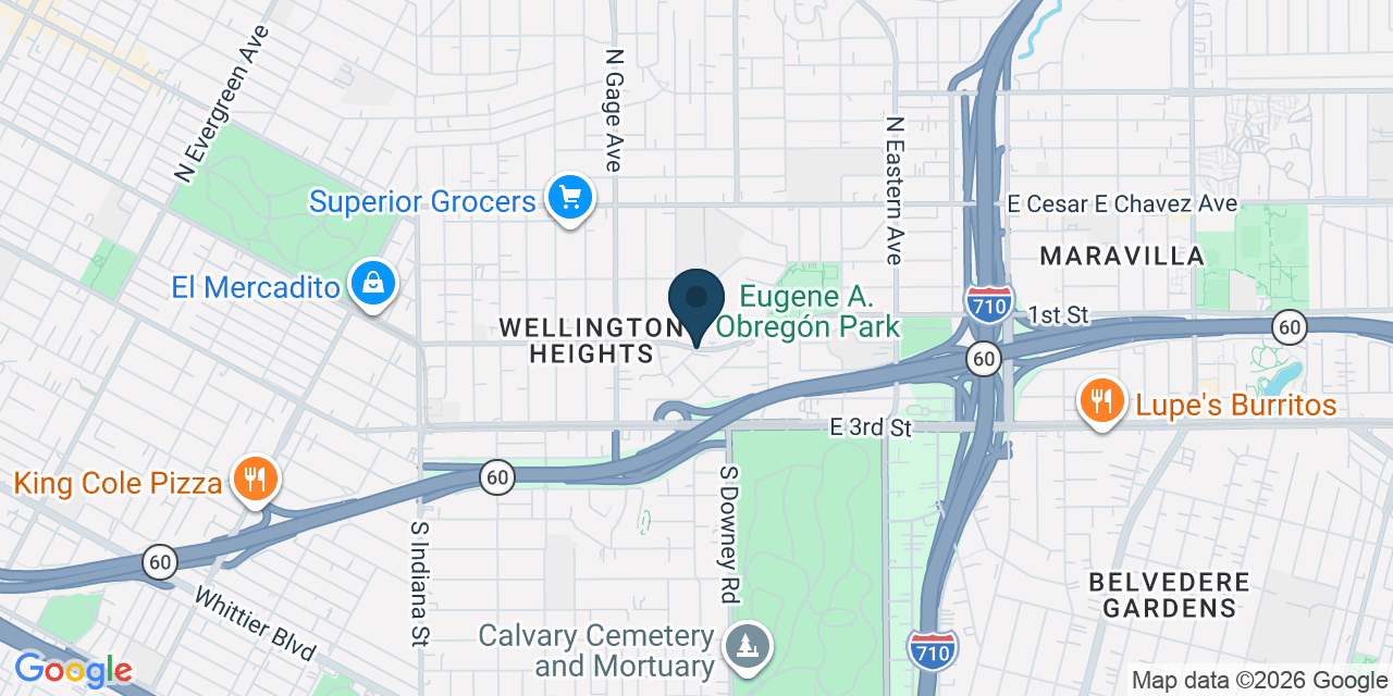Map showing East Los Angeles, Los Angeles County, CA