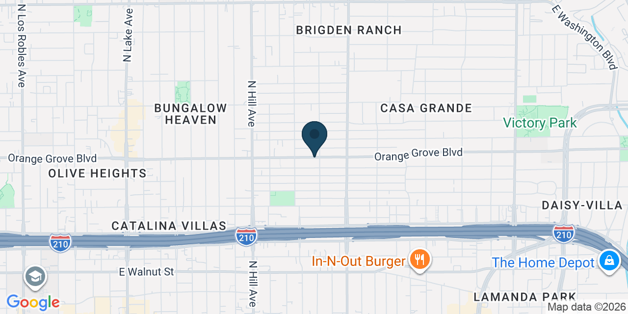 Map showing Pasadena, Los Angeles County, CA