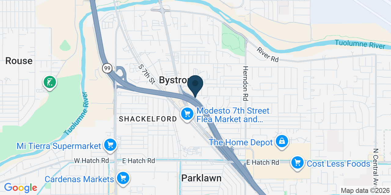 Map showing Bystrom, Stanislaus County, CA