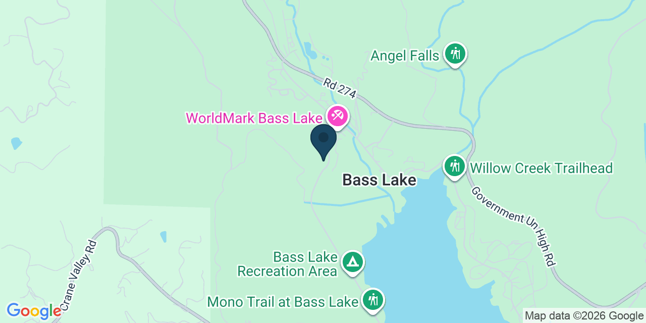 Map showing Bass Lake, Madera County, CA