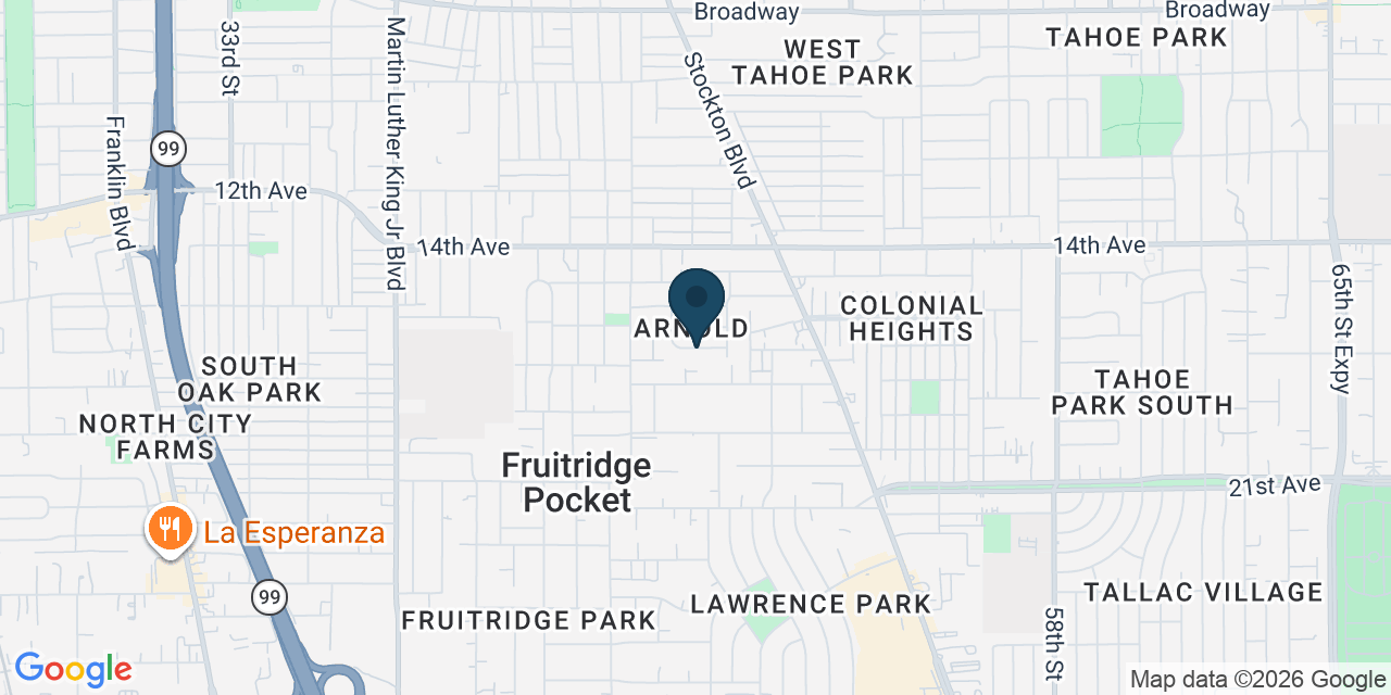 Map showing Fruitridge Pocket, Sacramento County, CA