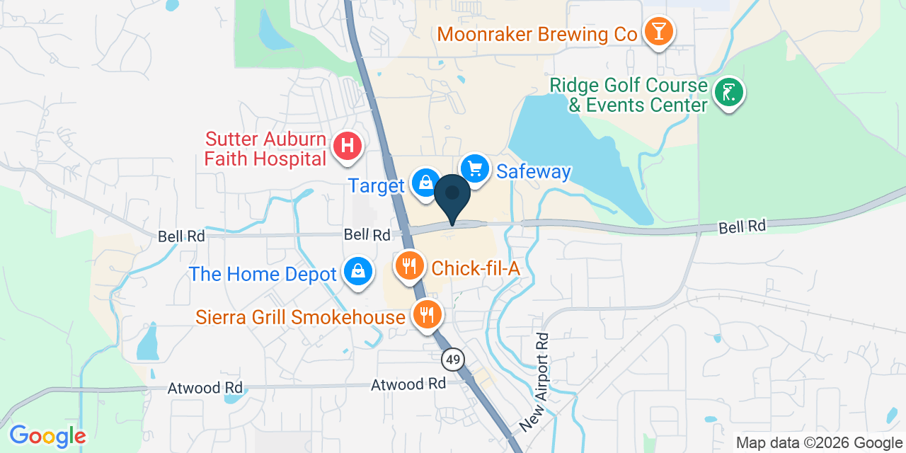 Map showing North Auburn, Placer County, CA