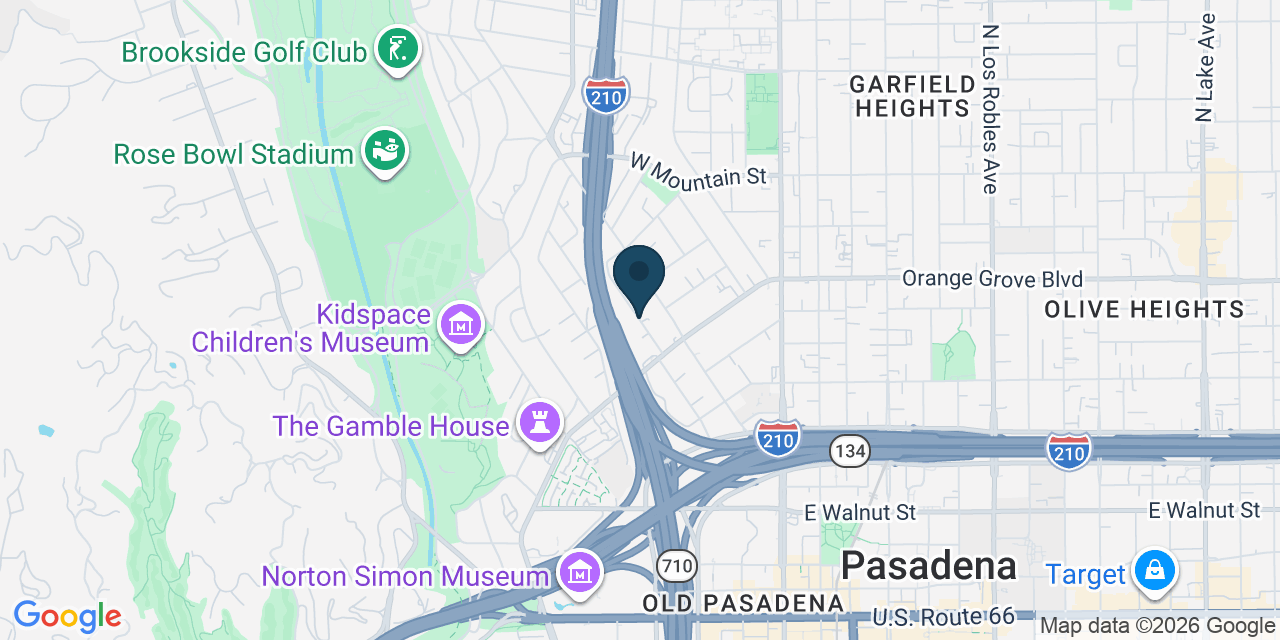 Map showing Pasadena, Los Angeles County, CA