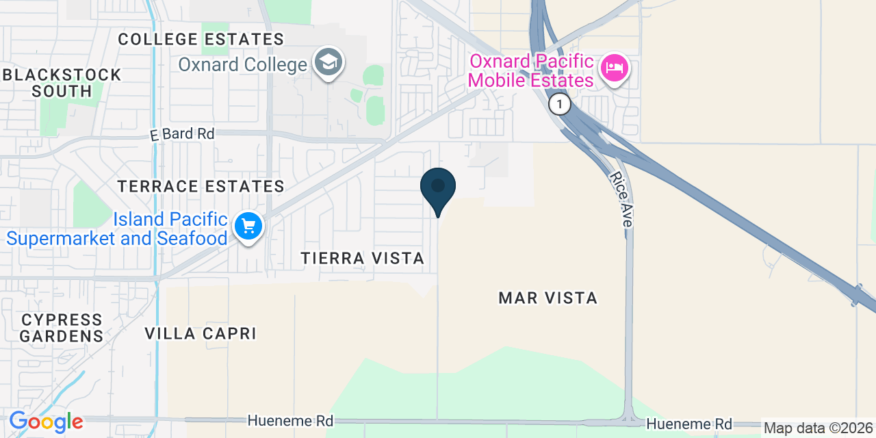 Map showing Oxnard, Ventura County, CA