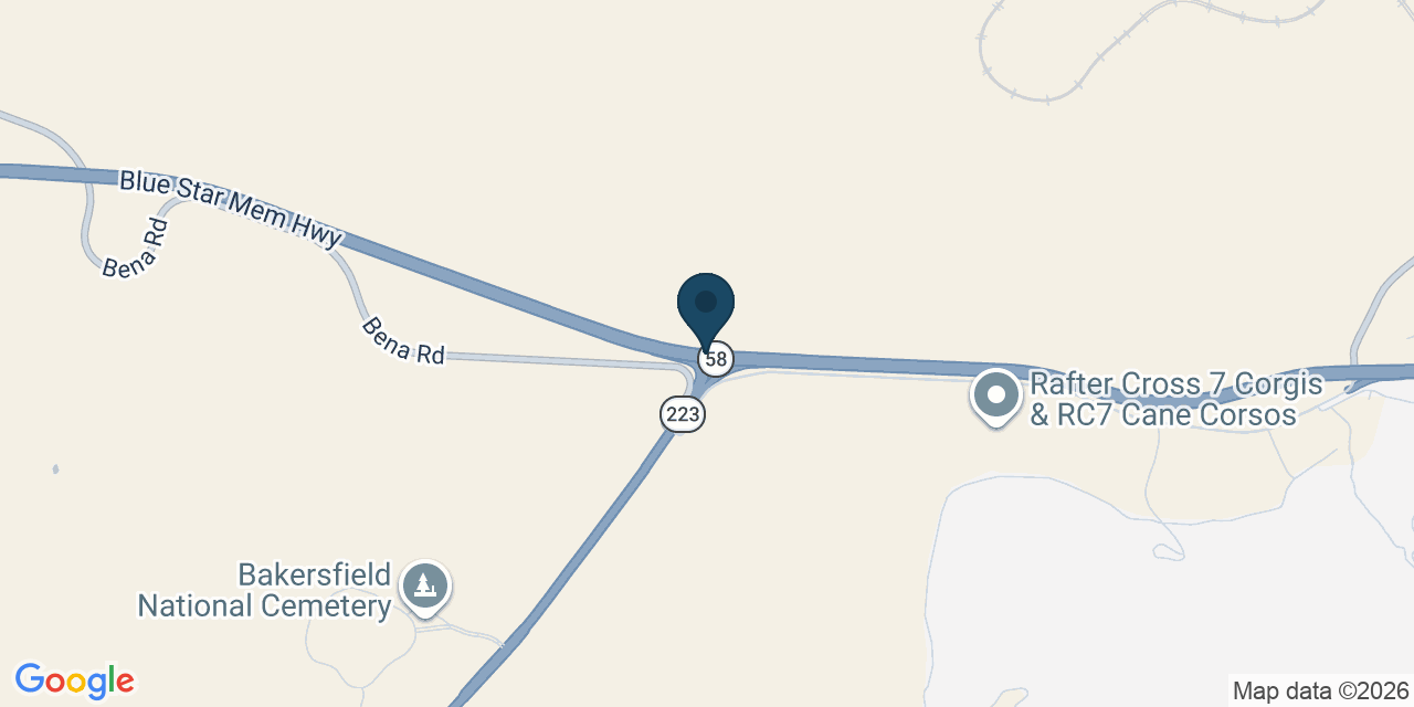 Map showing Kern County, CA