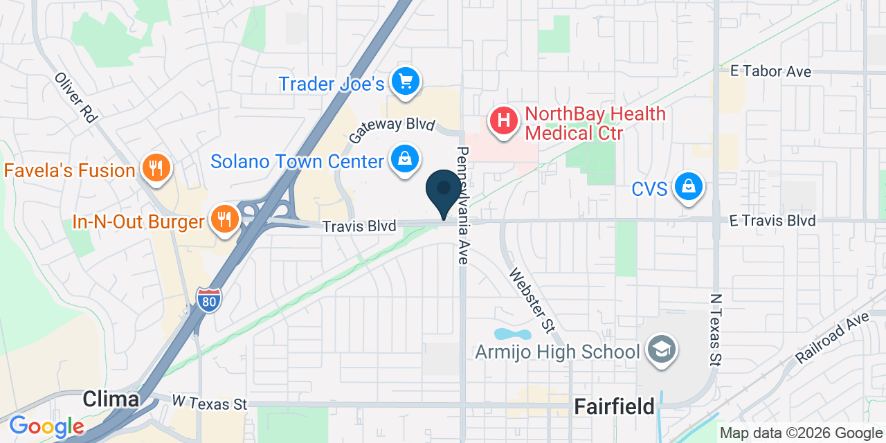 Map showing Fairfield, Solano County, CA