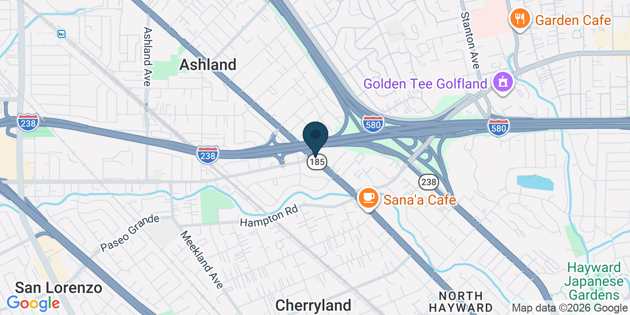 Map showing Ashland, Alameda County, CA
