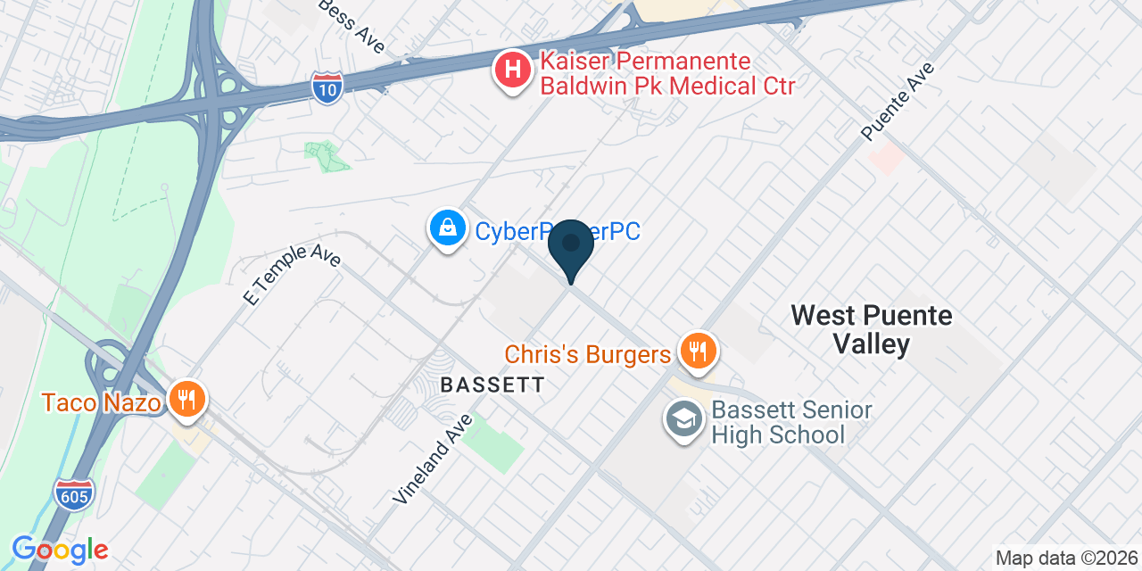Map showing West Puente Valley, Los Angeles County, CA