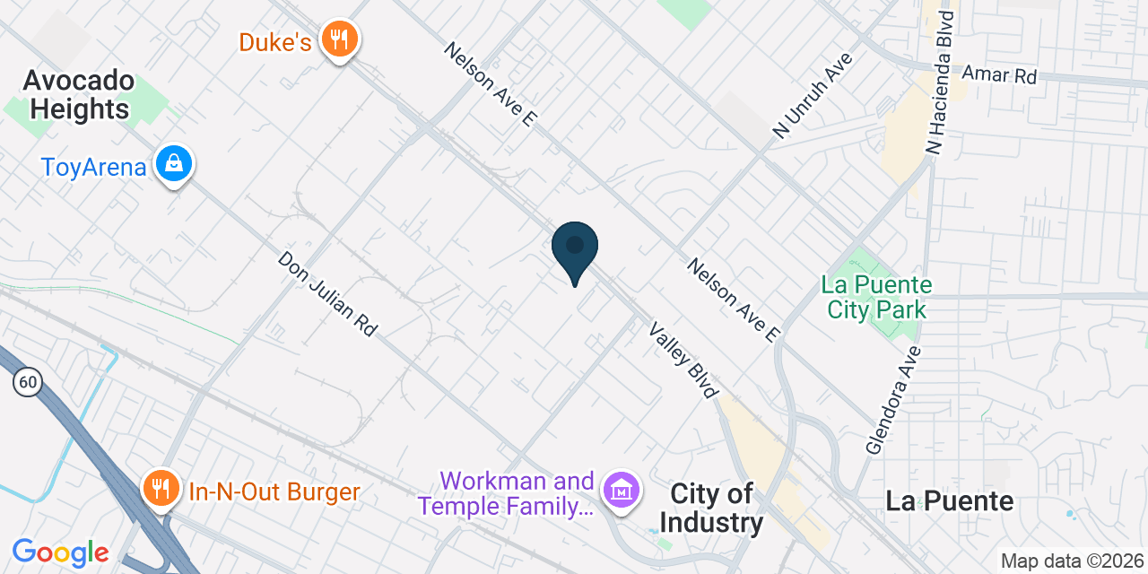 Map showing La Puente, Los Angeles County, CA