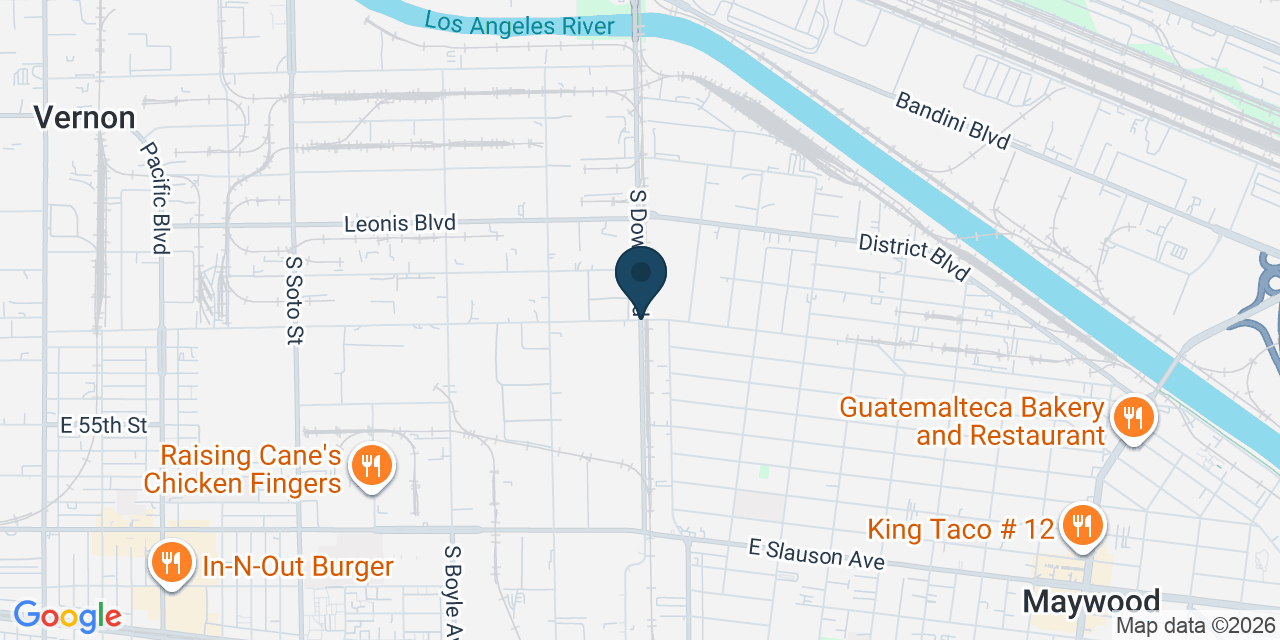 Map showing Vernon, Los Angeles County, CA