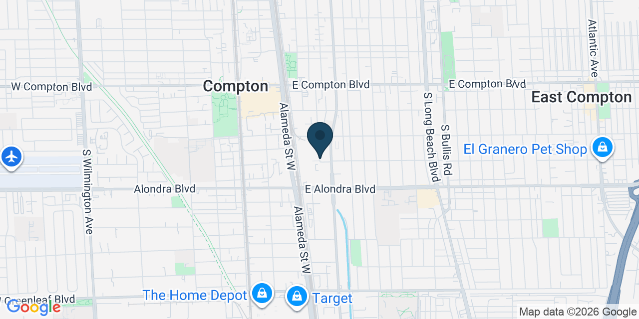 Map showing Compton, Los Angeles County, CA