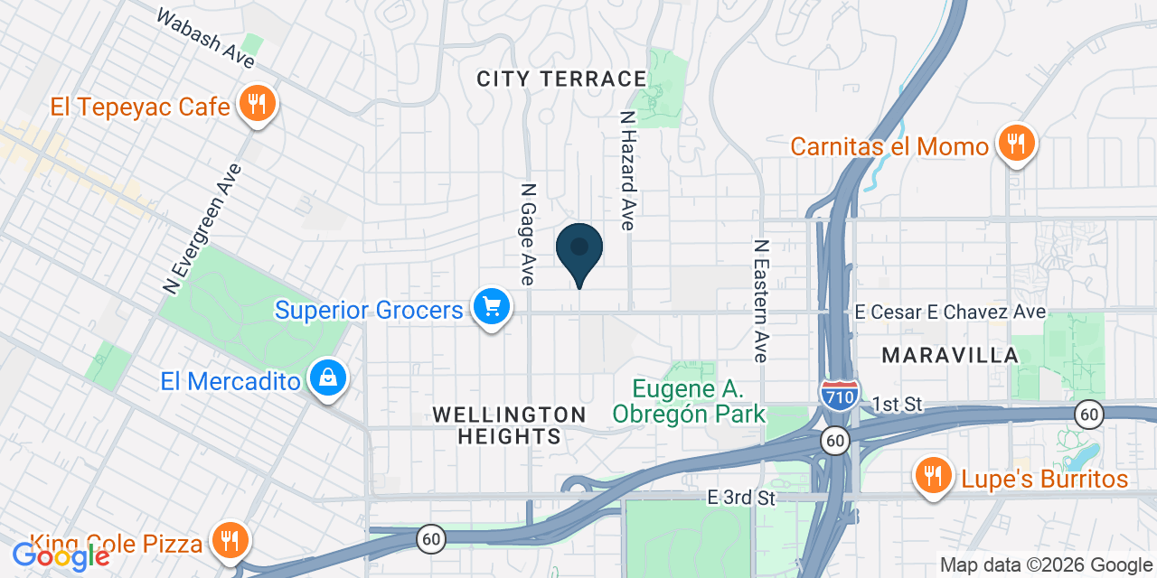 Map showing East Los Angeles, Los Angeles County, CA